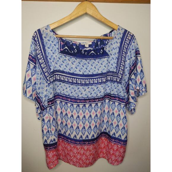 BLL New York Women's Sz Medium Tie Dye Top Shirt Boho Flowy Pink Blue Romantic - Picture 1 of 8